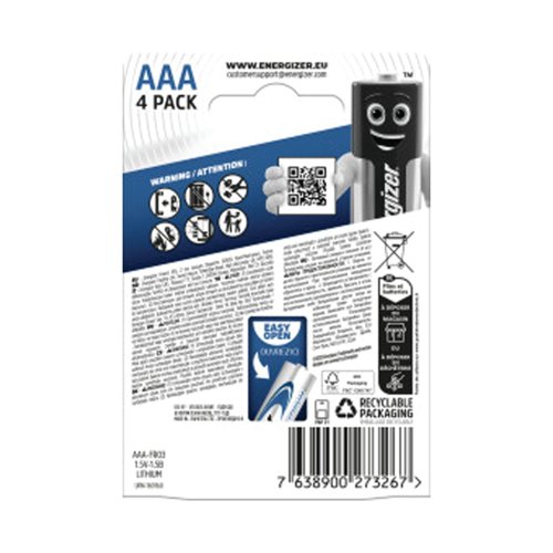 Energizer Ultimate AAA Lithium Batteries (Pack of 4) 632965