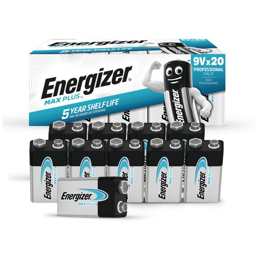 Energizer Max Plus 9V Alkaline Battery (Pack of 20) 423204