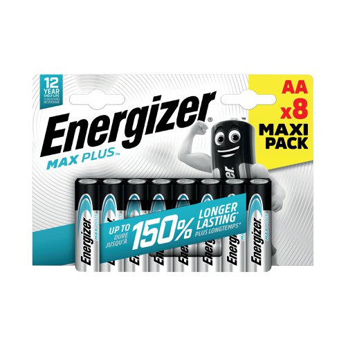 High performance energy for your high tech devices. Energizer Max Plus is the longest lasting alkaine AA battery that provide powerful performance for your devices. The batteries hold energy for up to 12 years, so they are always ready to go. Designed to protect your devices against damaging leaks. Dependable energy for your everyday devices.