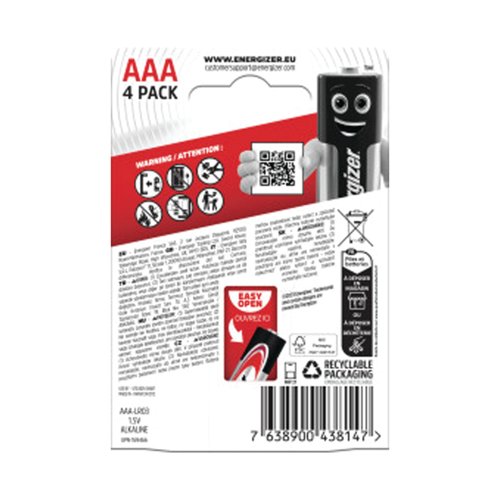 Energizer Max AAA Battery (Pack of 4) E303325600