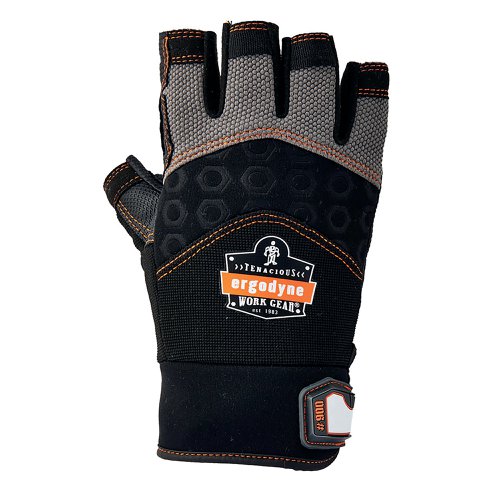 Ergodyne Impact Fingerless Gloves 1Pr Black/Grey S EY900S