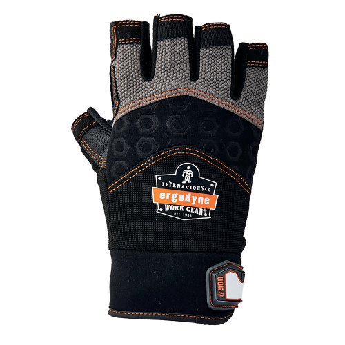 Ergodyne Impact Fingerless Gloves 1 Pair Black/Grey L