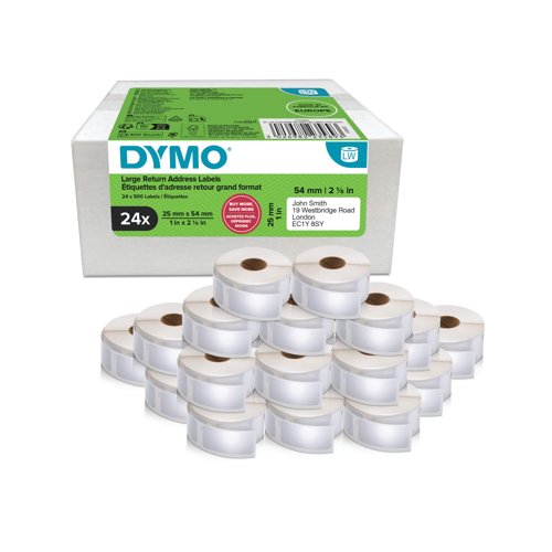 Dymo Large Return Address Labels 25x54mm 500 Labels (Pack of 24) 2223589