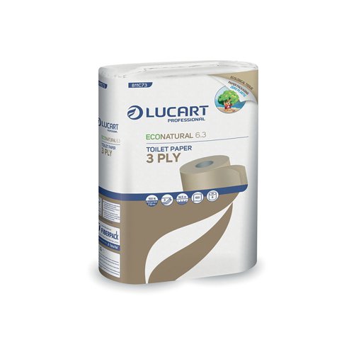 Lucart EcoNatural 6.3 Toilet Rolls Carbon Neutral x6 Rolls Per Pack (Pack of 72) 811C73 | Lucart Hygiene Ltd