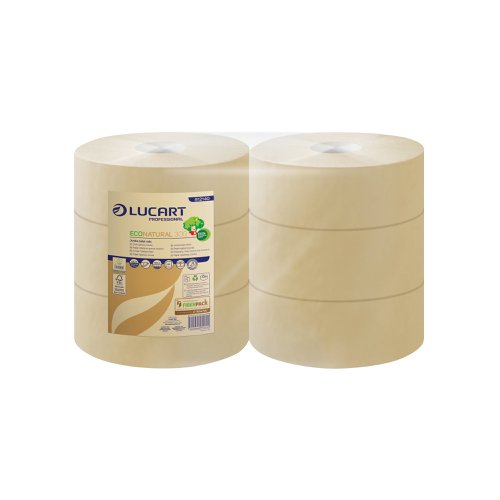 Lucart EcoNatural 300 Jumbo Toilet Roll (Pack of 6) 812140AP Toilet Tissue ESP34555