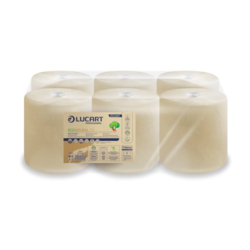 Lucart Professional EcoNatural 135 2-Ply Centrefeed Roll Natural (Pack of 6) 852226T