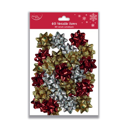 Eurowrap x40 Traditional Metallic Bows Red/Gold/Silver (Pack of 12) X-31451-BC