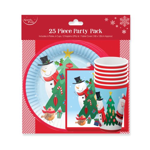 Eurowrap Santa and Friends 25 Piece Party Set Pack of 6 X-33255-XMASC