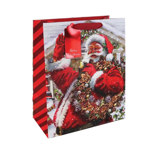 Eurowrap Joyful Santa Gift Bags Large Assorted Pack of 12 X-36035-2C