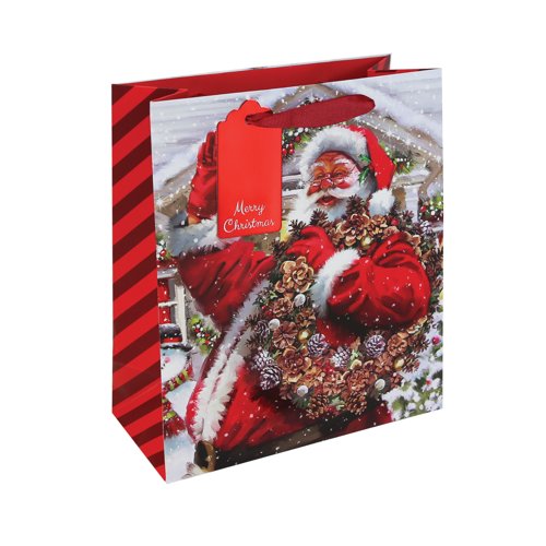 Eurowrap Joyful Santa Gift Bags Medium Assorted Pack of 12 X-36035-3C