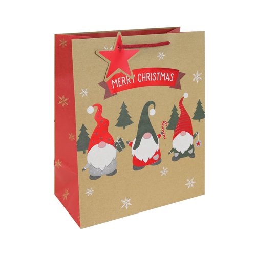 Eurowrap Gonk Kraft Festive Gift Bags Large Pack of 12 X-36048-2C