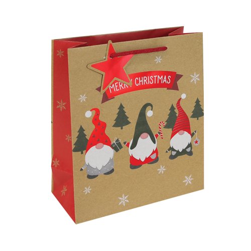 Eurowrap Gonk Kraft Festive Gift Bags Medium Pack of 12 X-36048-3C