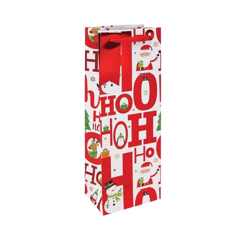 Eurowrap Hohoho Festive Bottle Bag Pack of 12 X-36145-4C