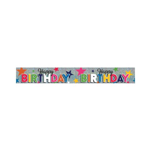 Eurowrap Happy Birthday Foil Party Banner Pack of 6 6837-NHBTC