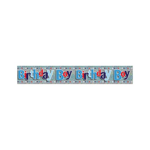 Eurowrap Happy Birthday Boy Foil Party Banner Pack of 6 6837-NHBBC