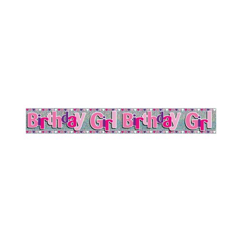 Eurowrap Happy Birthday Girl Foil Party Banner Pack of 6 6837-NHBGC