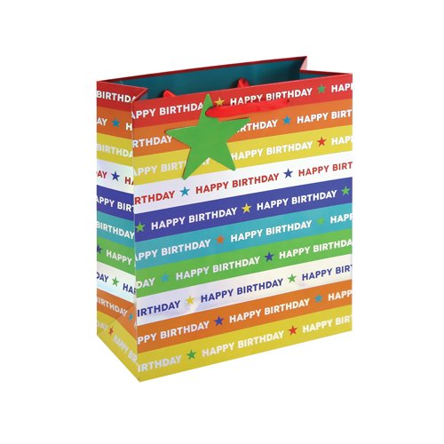 Holographic Happy Birthday Gift Bag Medium Rainbow Pack of 12 36953-3C