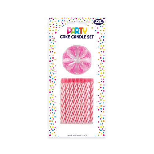 Eurowrap Cake Candle Set Pink Pack of 6 38081-PCC