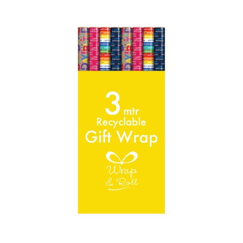 Happy Birthday Giftwrap Paper 3m Assorted Pack of 49 37091-GWC