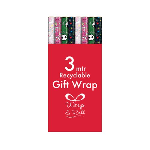 Kids Giftwrap Wrapping Paper 3m Assorted Pack of 49 37088-GWC