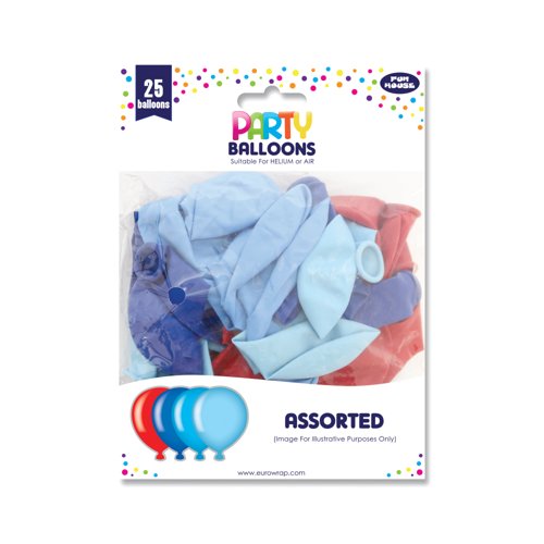 Eurowrap 25 Party Balloons Blue/Red Pack of 6 12924-BCC