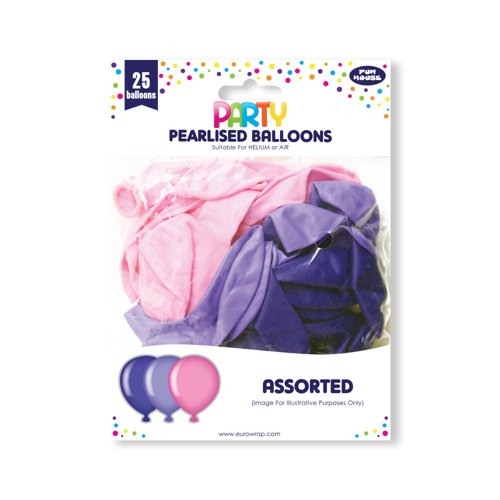 Eurowrap 25 Party Balloons Pink/Purple Pack of 6 12924-PCC