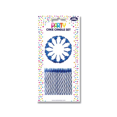 Eurowrap Cake Candle Set Blue Pack of 6 12627-BCC