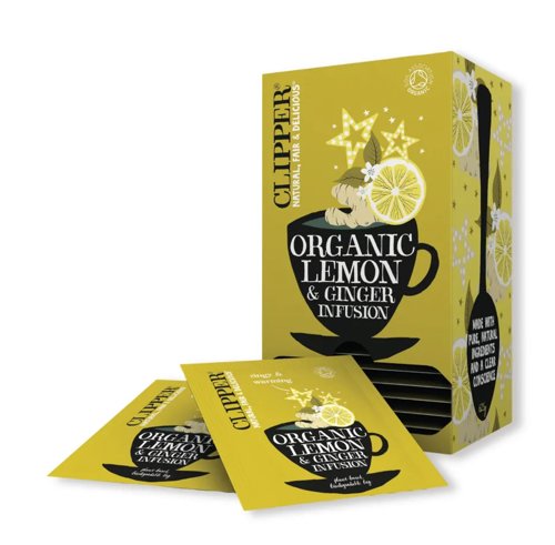 Clipper Fairtrade Organic Lemon + Ginger Tea Bags (Pack of 25) CTN627