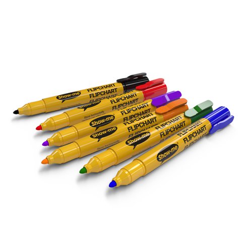 Show-me Flipchart Markers Bullet-Tip Assorted (Pack of 6) FCM6A