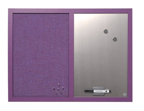 Bi-Office Essentials Fabric Silver Finish Board Purple Frame 60x45cm MX04330418