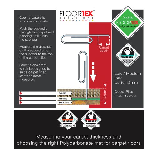 Floortex Polycarbonate Carpet Chair Mat 1500x1200x2.3mm 1115223ER | Floortex Europe Ltd