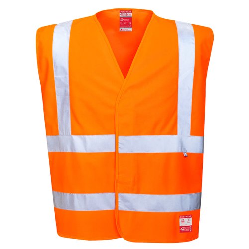 Portwest Hi Vis Anti Static Vest Flame Resistant L/XL Orange (Pack of 10)