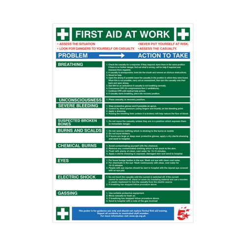 5 Star First Aid Sign Laminated Paper Standard VHS130
