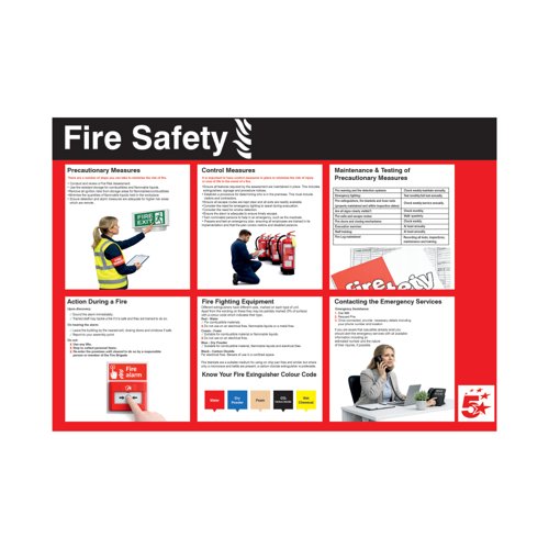 5 Star Fire Safety Sign Laminated Paper A2 VHS133