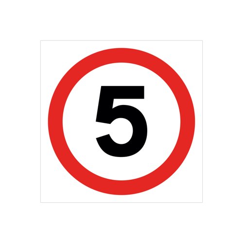 5 Star 5MPH Traffic Sign Rigid Plastic 450x450mm VTR032SRP4545