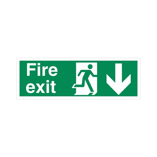 5 Star Fire Exit Run Man Arrow Down Sign Vinyl 150x450 SP124SAV4515