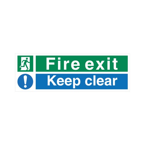 5 Star Fire Exit Keep Clear Sign Rigid Plastic 150x450mm VSP126SRP4515