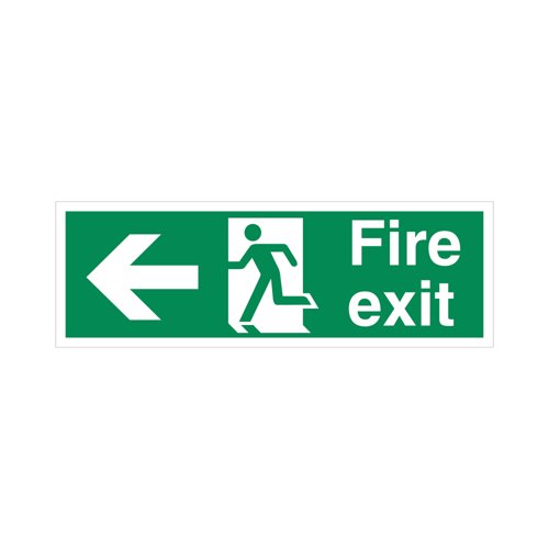 5 Star Fire Exit Run Man Arrow Left Sign Plas 150x450 VSP120SRP4515
