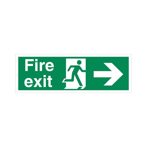 5 Star Fire Exit Run Man Arrow R Sign Rigid Plas 150x450 VSP121SRP4515