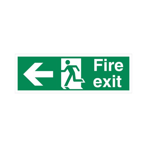 5 Star Fire Exit Run Man Arrow Left Sign Vinyl 150x450 SP120SAV4515