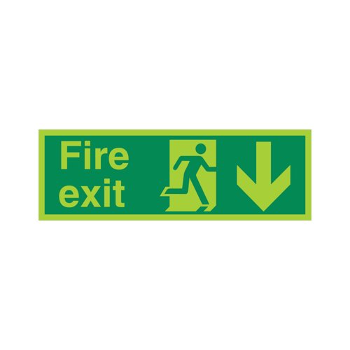 5 Star Fire Exit Run Man Arrow Down Sign Plas 150x450 VPSP124SRP4515