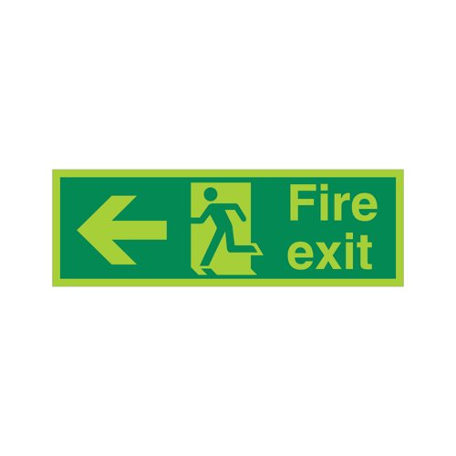 5 Star Fire Exit Run Man Arrow Left Sign Plas 150x450 VPSP120SRP4515