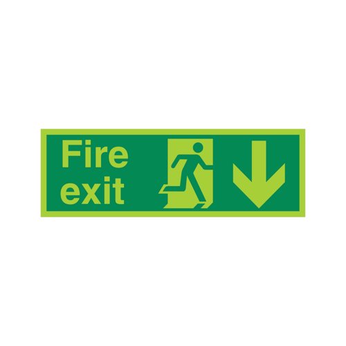 5 Star Fire Exit Run Man Arrow Down Sign Vinyl 150x450 VPSP124SAV4515