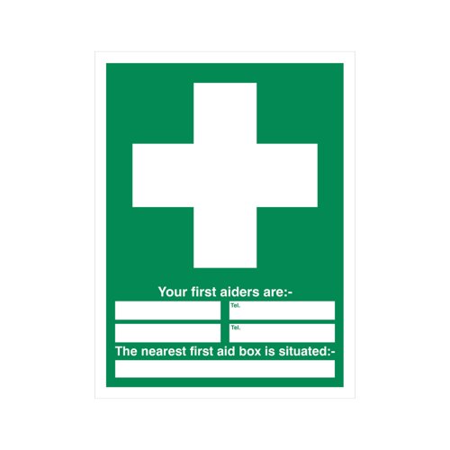 5 Star Your First Aiders Are Sign Vinyl 600x450 VSP350SAV4560