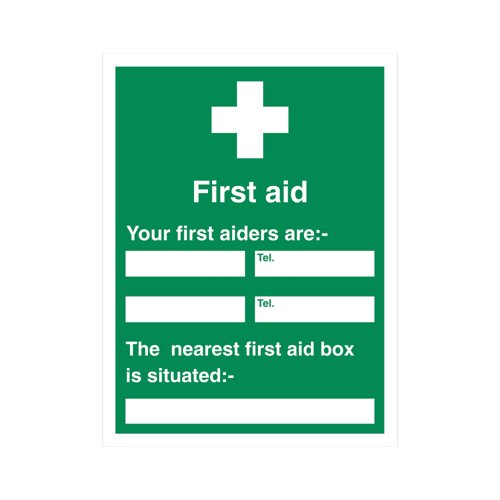5 Star First Aid Your First Aiders Are Sign Vinyl 600x450 KS008SAV4560