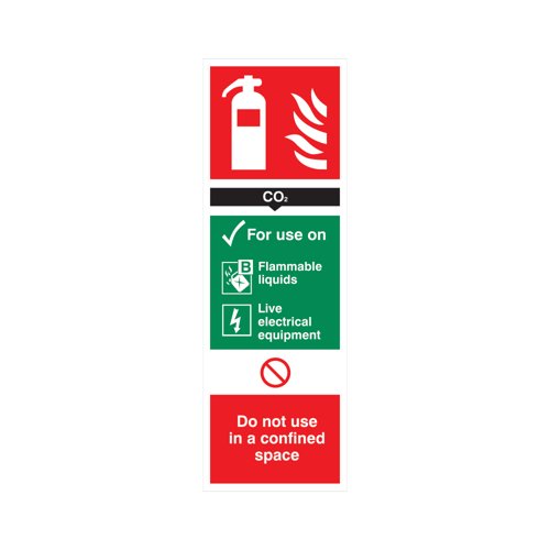 5 Star Carbon Dioxide Extinguisher Sign Vinyl 300x100mm VFF093SAV1030
