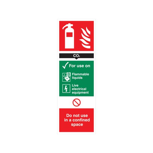 5 Star Carbon Dioxide Extinguisher Sign Plastic 300x100 VFF093SRP1030