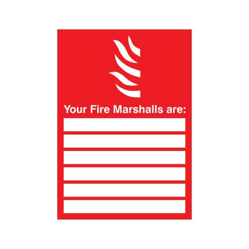 5 Star Your Fire Marshals Are Sign Rigid Plastic A4 VFF162SRPA4