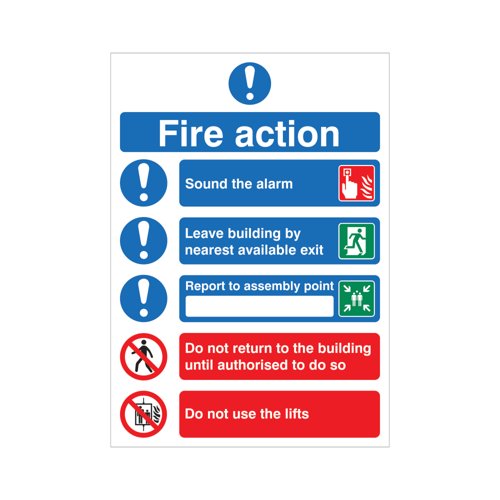 5 Star Fire Action Symbolised Sign Rigid Plastic A4 NVM432SRPA4