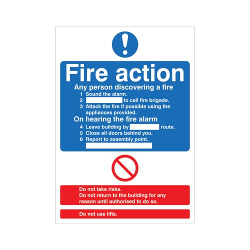 5 Star Fire Action Standard Sign Rigid Plastic A4 VM431SRPA4
